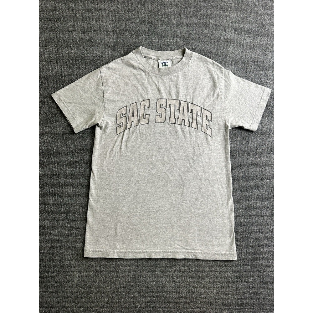 Mens 90s Sac State T-Shirt Gray Made in USA, Size S